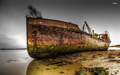 the derelict ship.